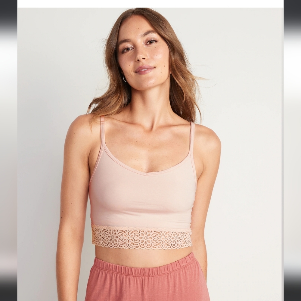 Supima® Cotton-Blend Lace-Trim Cami Bra for Women